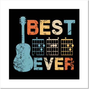 Best Dad Ever Guitar Chords Musician Funny Fathers Day Posters and Art